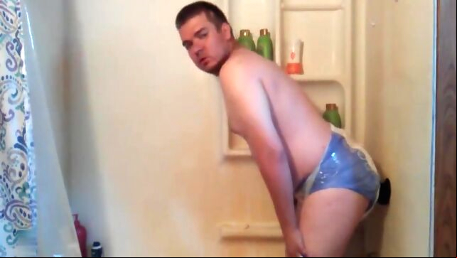 Gay Xnxx - Sucking and Fucking a Dildo in Only a Diaper fetish